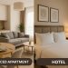 Modern serviced apartment living room with kitchen, highlighting comfort for travelers over hotels