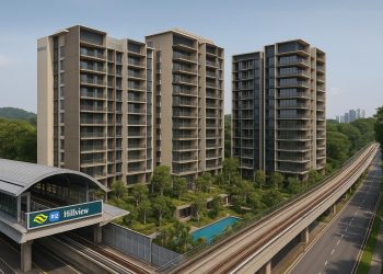 Narra Residences exterior showcasing proximity to Hillview MRT and Dairy Farm Walk amenities