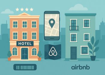 Chic boutique hotel interior and stylish Airbnb living space for savvy city trip planning