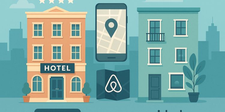 Chic boutique hotel interior and stylish Airbnb living space for savvy city trip planning