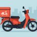 Motorbike courier transporting packages through city streets for efficient delivery services