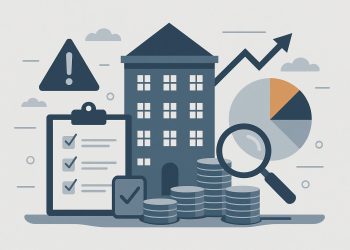 Real estate advisor analyzing property market data for risk management and investment strategy