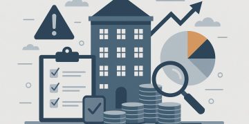 Real estate advisor analyzing property market data for risk management and investment strategy
