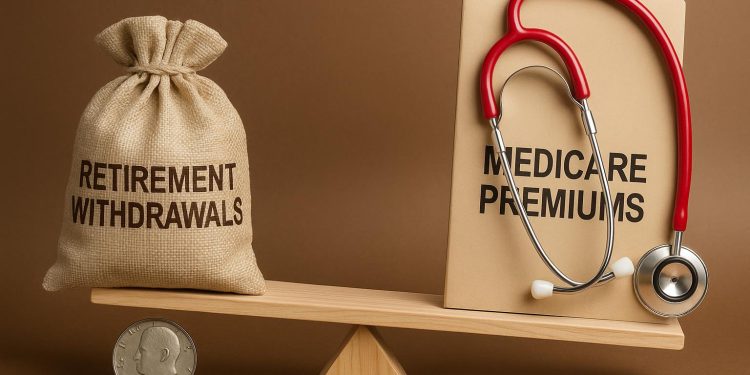 Retirement account documents and Medicare card illustrating financial impact on premiums