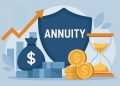 Fixed deferred annuity payout phase concept with financial charts and planning documents