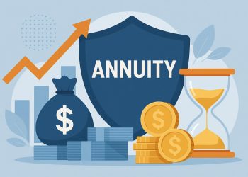 Fixed deferred annuity payout phase concept with financial charts and planning documents