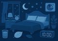 Peaceful bedroom with cozy bedding, soft lighting, and relaxing decor for better sleep quality