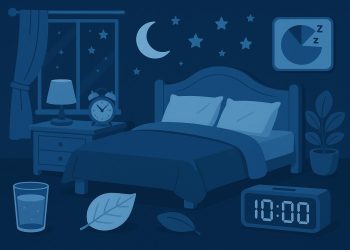Peaceful bedroom with cozy bedding, soft lighting, and relaxing decor for better sleep quality