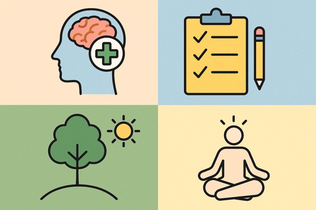 Meditation, journaling, exercise, and nature walk promoting better mental health activities